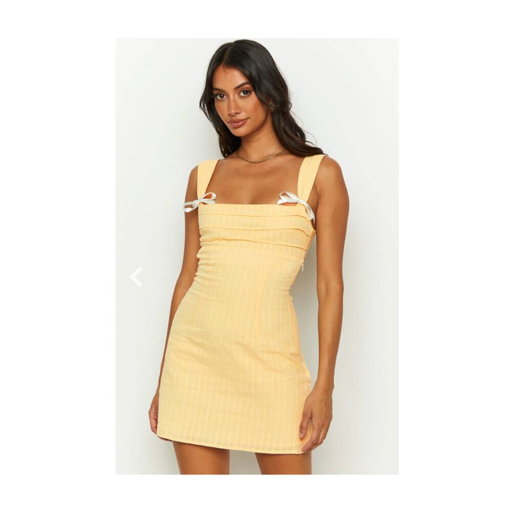 Taylor Yellow Tie Back Mini Dress